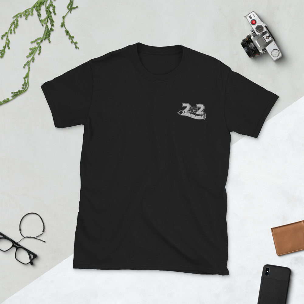 2 vs. 2 short-sleeved T-shirt embroidered for him and her SE b / w