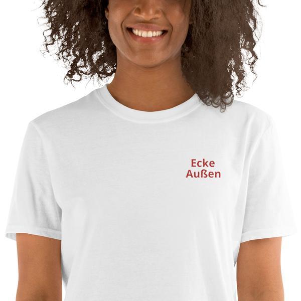 Embroidered corner outside shirt